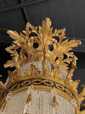 Large Classicist Chandelier in Crystal & Brass-FLW-1401979