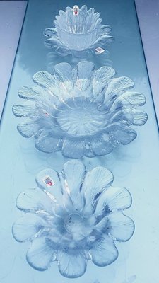 Large Clear Flower-Shaped Bowls from Holmegaard, 1970s, Set of 4-QDP-693598