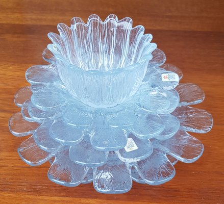 Large Clear Flower-Shaped Bowls from Holmegaard, 1970s, Set of 4-QDP-693598