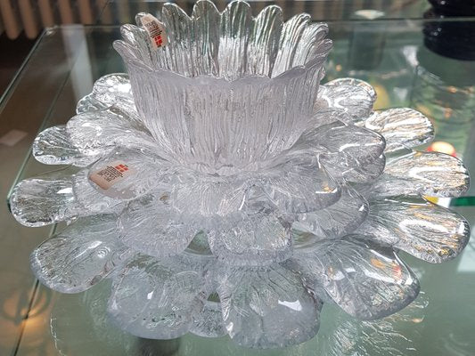 Large Clear Flower-Shaped Bowls from Holmegaard, 1970s, Set of 4-QDP-693598