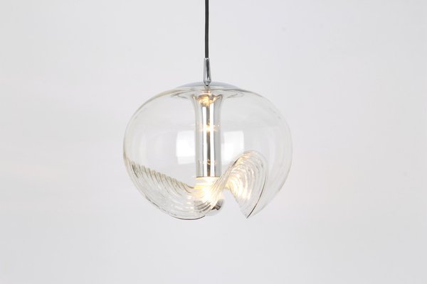 Large Clear Glass Pendant Light by Koch & Lowy for Peill & Putzler, Germany, 1970s-UGR-1085873