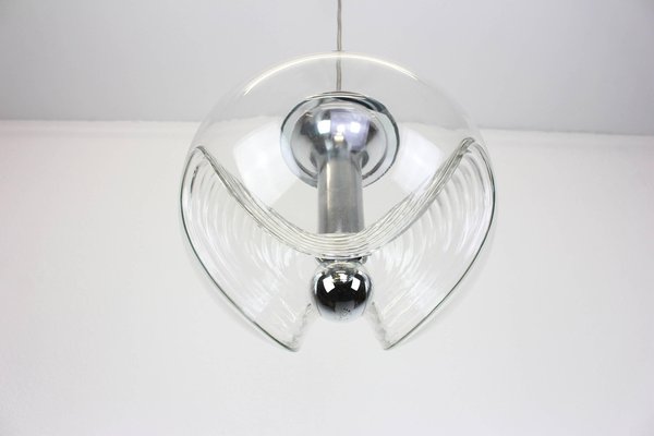 Large Clear Glass Pendant Light by Koch & Lowy for Peill & Putzler, Germany, 1970s-UGR-1086019