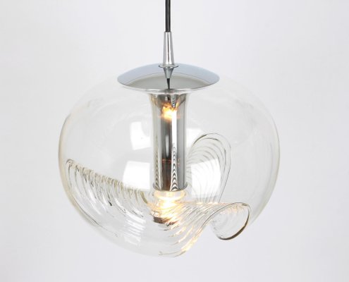 Large Clear Glass Pendant Light by Koch & Lowy for Peill & Putzler, Germany, 1970s-UGR-1086019