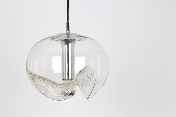 Large Clear Glass Pendant Light by Koch & Lowy for Peill & Putzler, Germany, 1970s-UGR-1085873