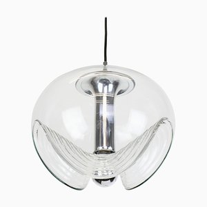 Large Clear Glass Pendant Light by Koch & Lowy for Peill & Putzler, Germany, 1970s-UGR-1085878