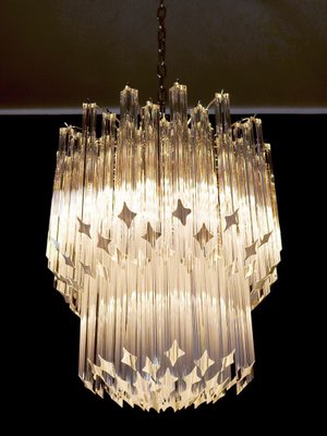 Large Clear Murano Glass Quadriedri Model Elena Ceiling Lamp in the Style of Venini, 1980s-FHZ-693130