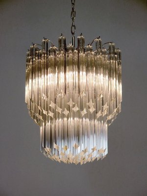 Large Clear Murano Glass Quadriedri Model Elena Ceiling Lamp in the Style of Venini, 1980s-FHZ-693130