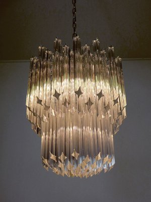 Large Clear Murano Glass Quadriedri Model Elena Ceiling Lamp in the Style of Venini, 1980s-FHZ-693130