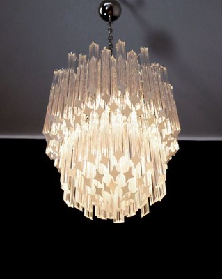 Large Clear Murano Glass Quadriedri Model Elena Ceiling Lamp in the Style of Venini, 1980s-FHZ-693130