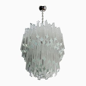 Large Clear Murano Glass Quadriedri Model Elena Ceiling Lamp in the Style of Venini, 1980s-FHZ-693130