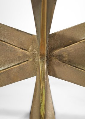 Large Coffee Table in Gilt Bronze and Oval Glass by Michel Mangematin, 1960s-YU-1173800