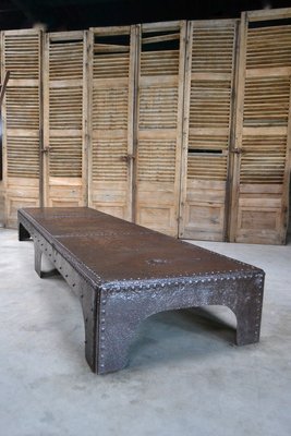 Large Coffee Table in Riveted Metal, France, 1920-LA-826466