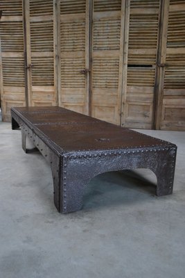 Large Coffee Table in Riveted Metal, France, 1920-LA-826466