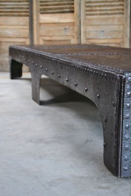 Large Coffee Table in Riveted Metal, France, 1920-LA-826466