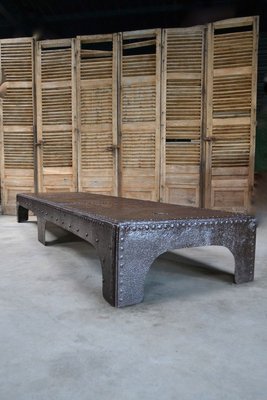 Large Coffee Table in Riveted Metal, France, 1920-LA-826466