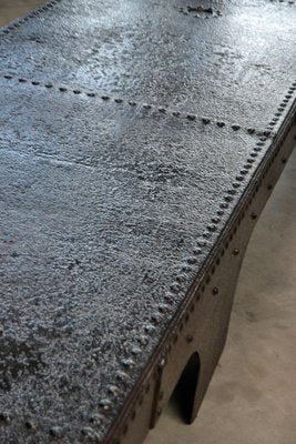 Large Coffee Table in Riveted Metal, France, 1920-LA-826466