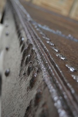 Large Coffee Table in Riveted Metal, France, 1920-LA-826466