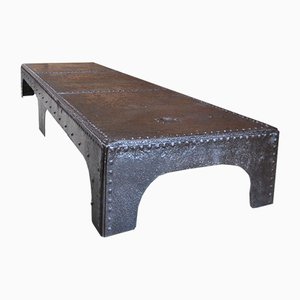 Large Coffee Table in Riveted Metal, France, 1920-LA-826466