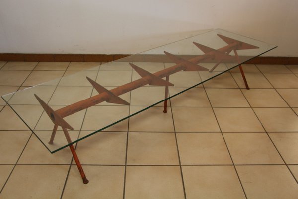 Large Coffee Table in the Style of Jean Prouvé, 1950s-KMQ-676060