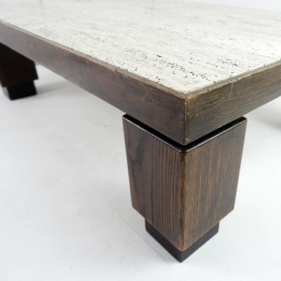 Large Coffee Table in Wood with Travertine Top-NYF-2019083