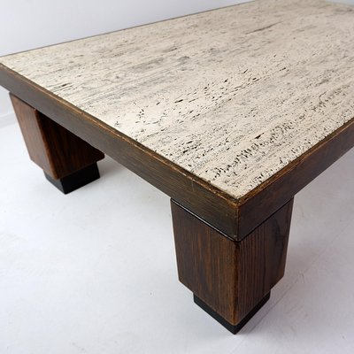 Large Coffee Table in Wood with Travertine Top-NYF-2019083