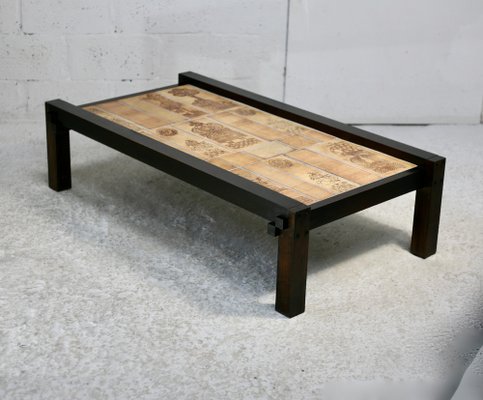 Large Coffee Table with Character Decorations by Roger Capron, 1960s-MAO-1806805