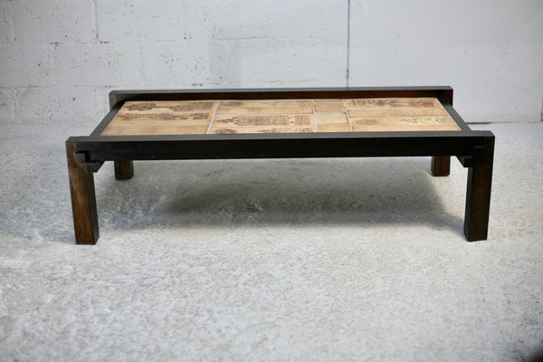 Large Coffee Table with Character Decorations by Roger Capron, 1960s-MAO-1806805