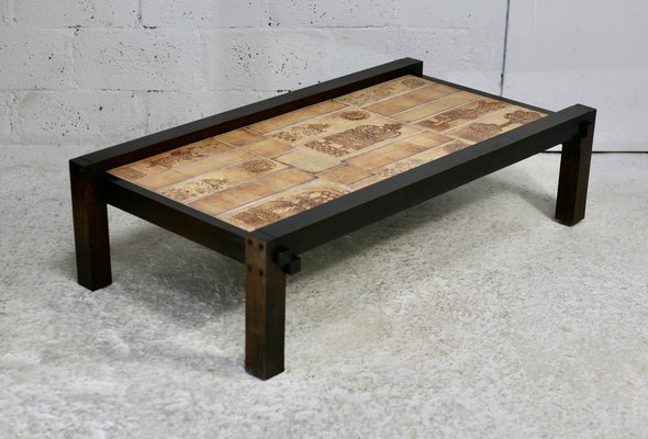 Large Coffee Table with Character Decorations by Roger Capron, 1960s-MAO-1806805