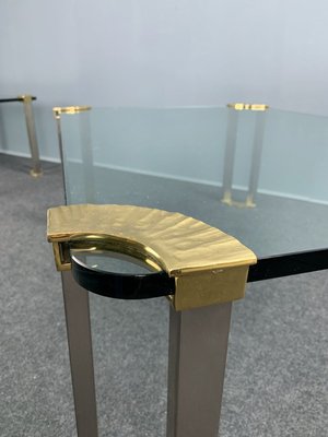 Large Coffee Table with Glass Plate and Brass Legs by Peter Ghyczy, 1970s-VQG-737849