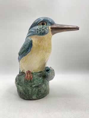 Large Colored Majolica Figure of a Kingfisher, 1960s-CZ-1822945