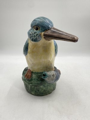 Large Colored Majolica Figure of a Kingfisher, 1960s-CZ-1822945