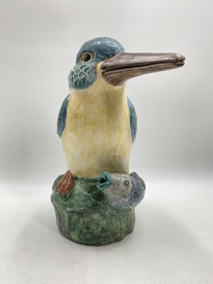 Large Colored Majolica Figure of a Kingfisher, 1960s-CZ-1822945