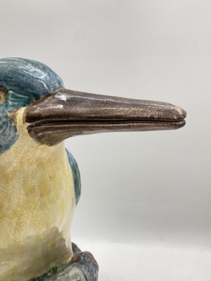 Large Colored Majolica Figure of a Kingfisher, 1960s-CZ-1822945