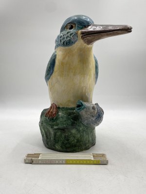 Large Colored Majolica Figure of a Kingfisher, 1960s-CZ-1822945