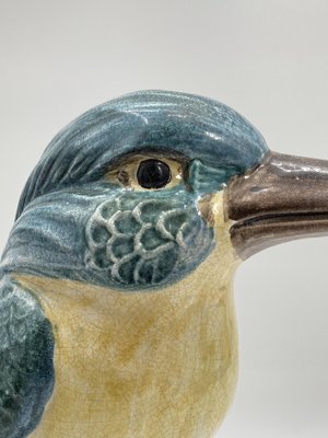 Large Colored Majolica Figure of a Kingfisher, 1960s-CZ-1822945