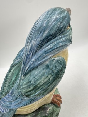 Large Colored Majolica Figure of a Kingfisher, 1960s-CZ-1822945