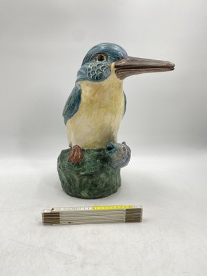 Large Colored Majolica Figure of a Kingfisher, 1960s-CZ-1822945