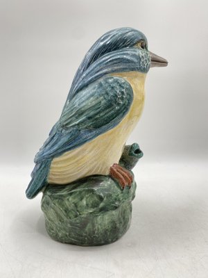 Large Colored Majolica Figure of a Kingfisher, 1960s-CZ-1822945