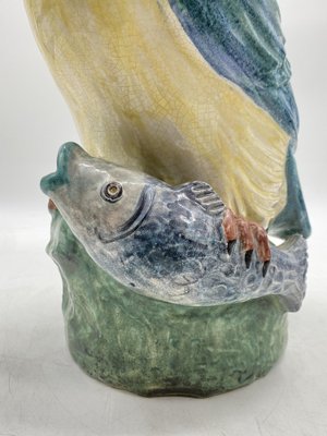 Large Colored Majolica Figure of a Kingfisher, 1960s-CZ-1822945