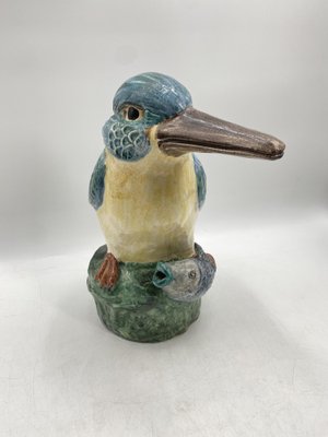 Large Colored Majolica Figure of a Kingfisher, 1960s-CZ-1822945