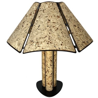 Large Cork and Black Metal Table Lamp in the Style of Ingo Maurer, Germany, 1970s-BHG-1430737