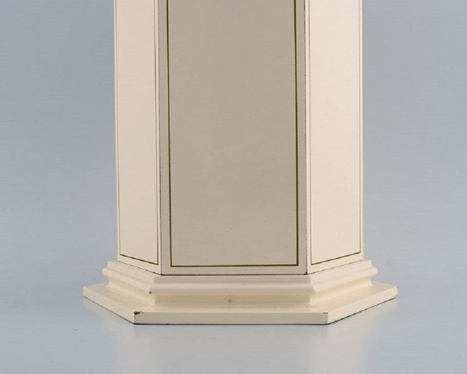 Large Cream Lacquered Metal & Brass Table Lamp from Le Dauphin, France, 1970s