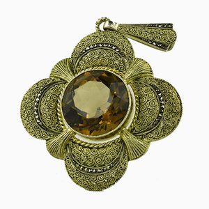 Large Cross Shaped Pendant with Smoked Topaz by Theodor Fahrner, Germany, 1935-LOB-947473