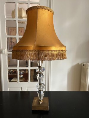 Large Crystal and Brass Table Lamp, 1950s-AVC-1782211