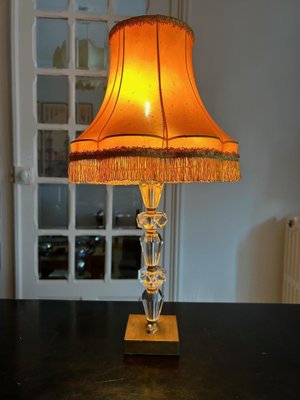 Large Crystal and Brass Table Lamp, 1950s-AVC-1782211