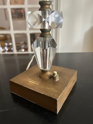 Large Crystal and Brass Table Lamp, 1950s-AVC-1782211