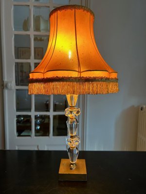 Large Crystal and Brass Table Lamp, 1950s-AVC-1782211