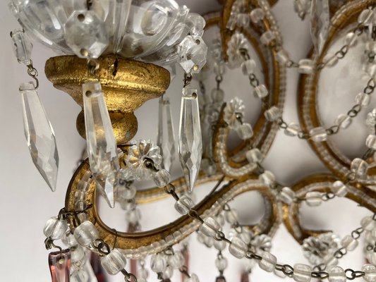 Large Crystal Beaded Macaroni Murano Glass Sconces, 1950s, Set of 2-JJC-1752491