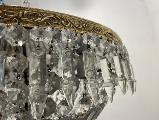 Large Crystal & Bronze Flushmount, 1950s-JJC-1798262