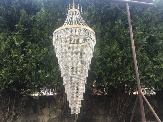 Large Crystal Cascade Chandelier with Cut Crystals, 1960s-WQQ-883300